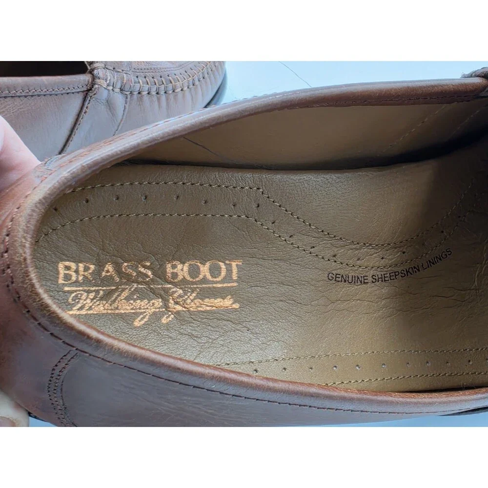 Brass Boot Walking Gloves Men's Brown Leather Alligator Print Loafers Size 10 M